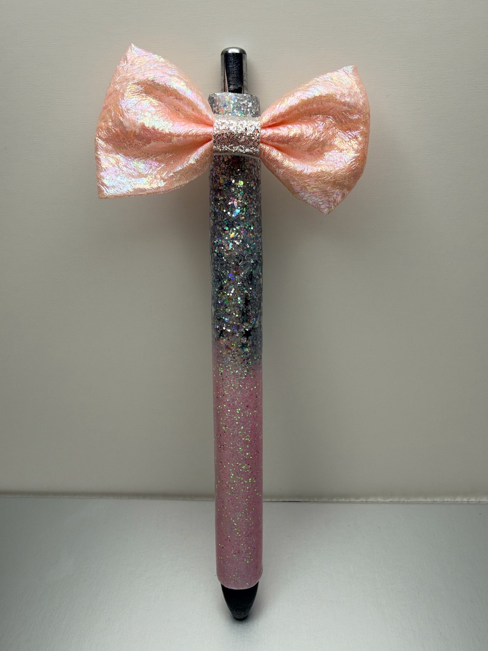 Handmade Pink Glitter Bow Pen - Glitter Resin Pen